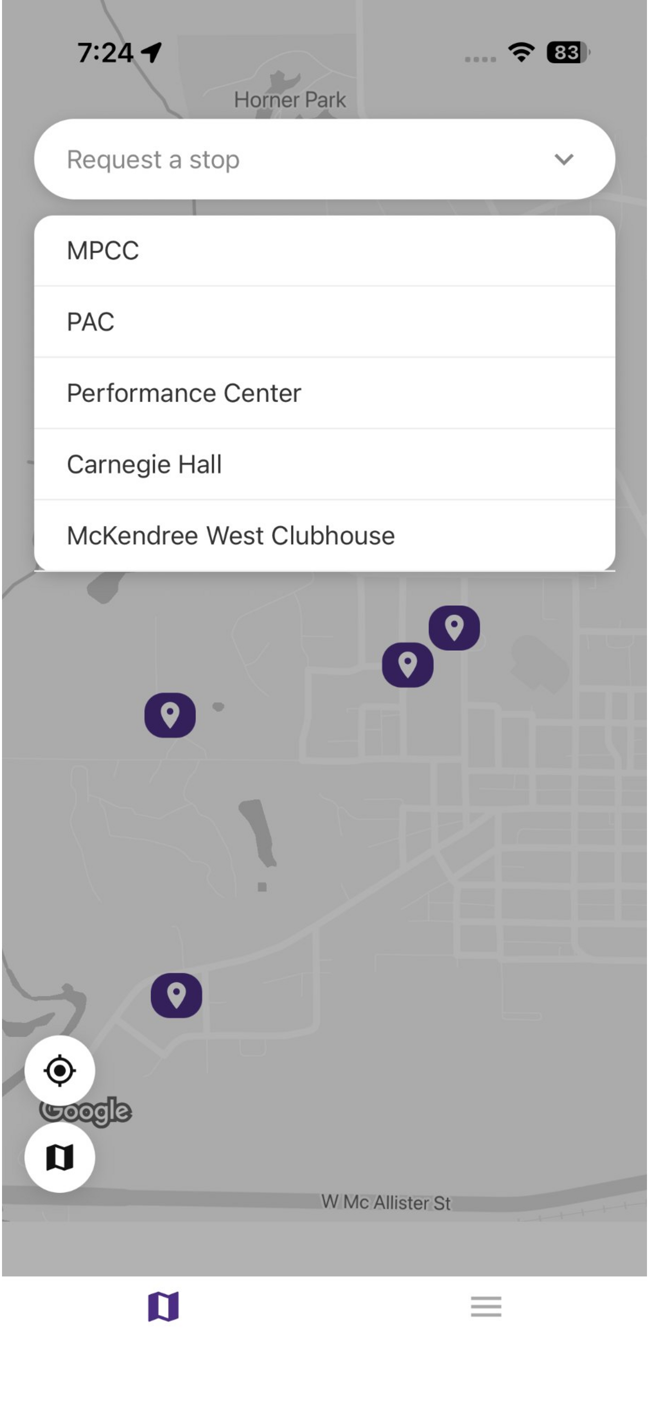 Stop location picker