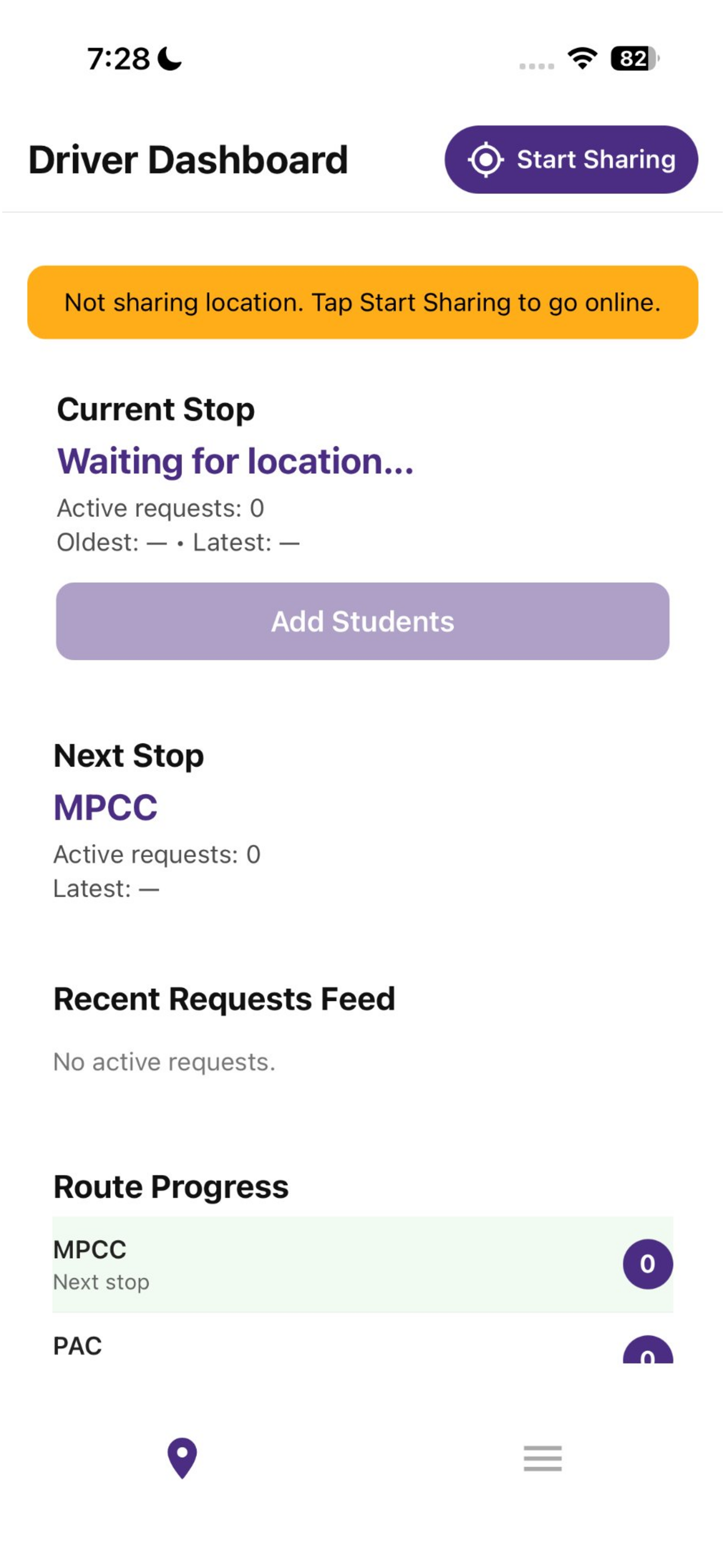 McKendree driver dashboard